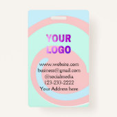 eenvoudige add your logo/design here text pos badge (Achterkant)