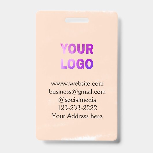 eenvoudige add your logo/design here text pos badge (Voorzijde)