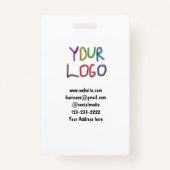 eenvoudige add your logo/design here text pos badge (Achterkant)