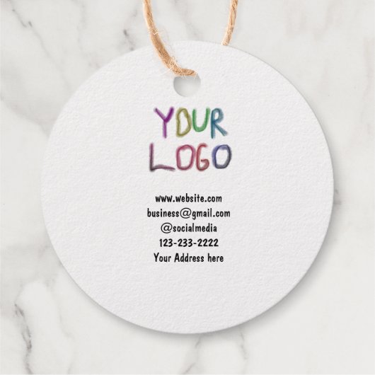 eenvoudige add your logo/design here text pos bedankjes labels (Achterkant)