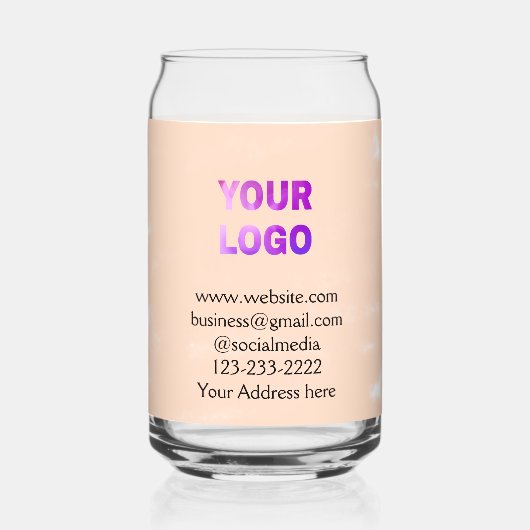 eenvoudige add your logo/design here text pos blikvorm glas (Voorkant)