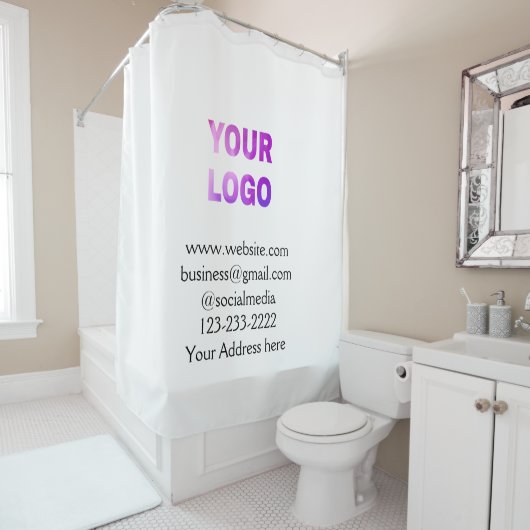eenvoudige add your logo/design here text pos douchegordijn (In situ)