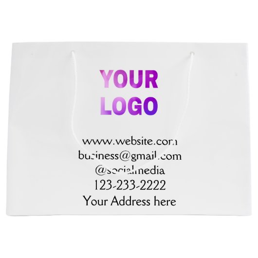 eenvoudige add your logo/design here text pos groot cadeauzakje (Voorkant)