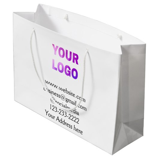 eenvoudige add your logo/design here text pos groot cadeauzakje (Achterkant Gekanteld)