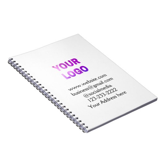 eenvoudige add your logo/design here text pos notitieboek (Rechterzijde)