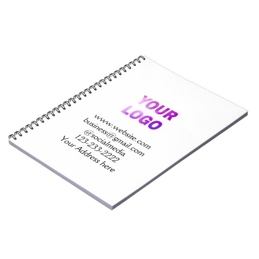 eenvoudige add your logo/design here text pos notitieboek (Linkerzijde)