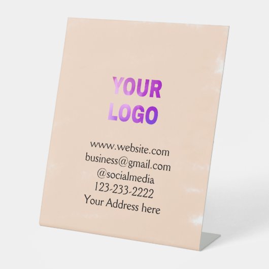 eenvoudige add your logo/design here text pos reclamebord met voetstuk (Voorkant)