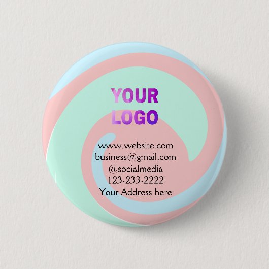 eenvoudige add your logo/design here text pos ronde button 5,7 cm (Voorkant)