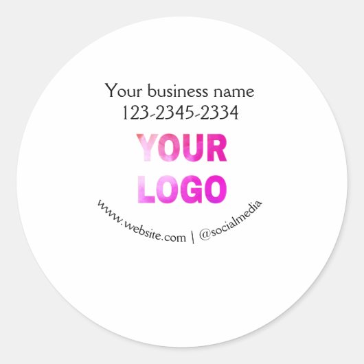 eenvoudige add your logo/design here text pos ronde sticker (Voorkant)