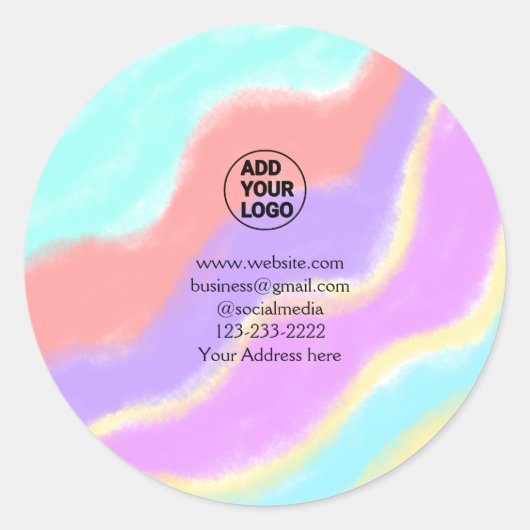 eenvoudige add your logo/design here text pos ronde sticker (Voorkant)
