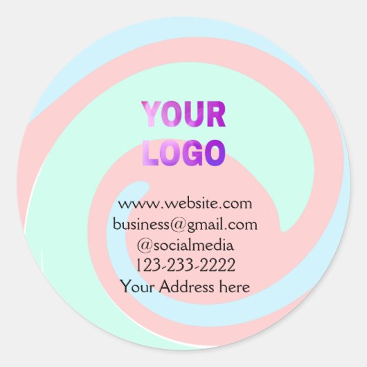 eenvoudige add your logo/design here text pos ronde sticker (Voorkant)