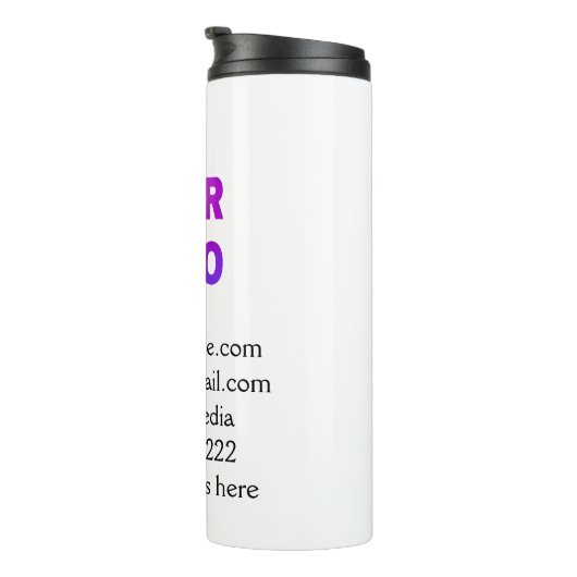 eenvoudige add your logo/design here text pos thermosbeker (Geroteerd rechts)