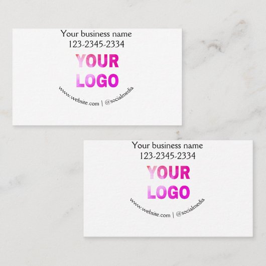 eenvoudige add your logo/design here text pos visitekaartje (Voorkant / Achterkant)