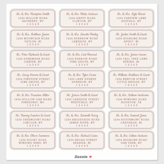 Eenvoudige Adresetiketten Koper & Beige Guest in s Sticker (Vel)