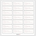 Eenvoudige Adresetiketten voor Blush en Bourgogne Sticker<br><div class="desc">Voor een 14"x14"blad, zal elke sticker ongeveer 2"x4.6"zijn. Voor een 8 "x8" vel is elke sticker ongeveer 1 "x2.6". Houd er rekening mee dat de lettergrootte ook afneemt naarmate het vel kleiner wordt. Om namen en adressen te wijzigen, klikt u op "Personaliseren". Uitzicht de collectie link op deze pagina om...</div>