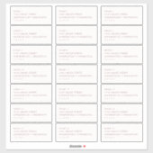 Eenvoudige Adresetiketten voor Blush en Bourgogne Sticker (Vel)