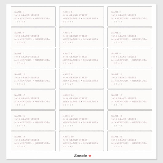 Eenvoudige Adresetiketten voor Blush en Bourgogne Sticker (Vel)