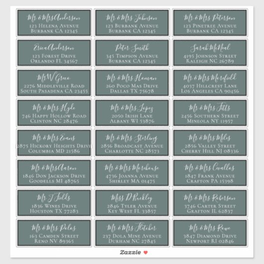 Eenvoudige Adresetiketten voor groene bruiloft Sticker (Vel)