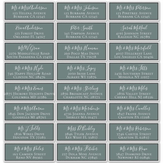 Eenvoudige Adresetiketten voor groene bruiloft Sticker (Voorkant)