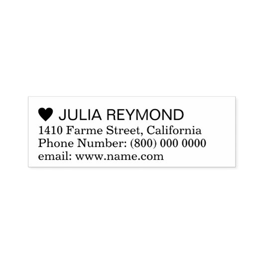 Eenvoudige adresinformatie met een Zwarte Hart Zelfinktende Stempel (Design)