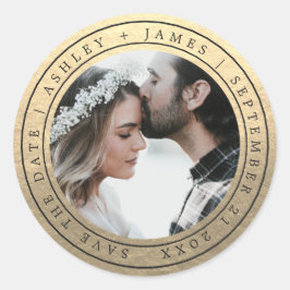 Eenvoudige afbeelding bespaart de datum van het hu ronde sticker
