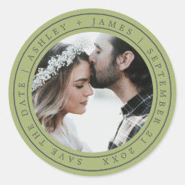 Eenvoudige afbeelding Sparen de Datum Groene Klas  Ronde Sticker