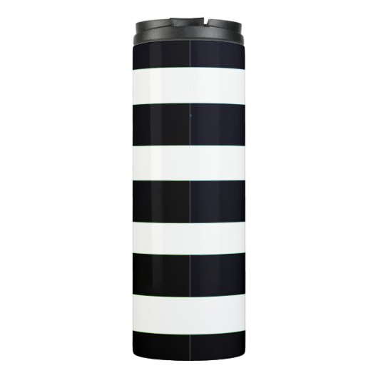Eenvoudige afbeelding zwart-wit en gestreept thermosbeker (Achterkant)