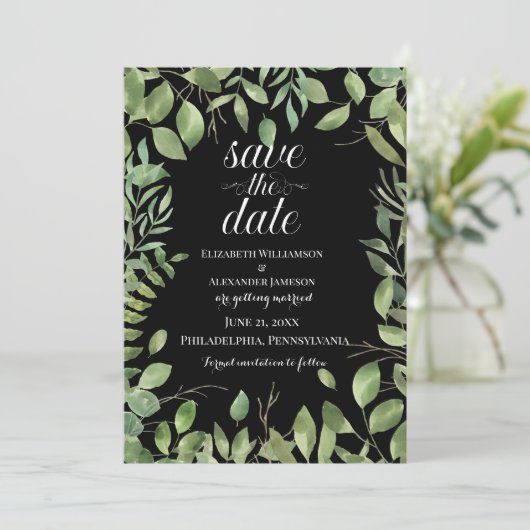 Eenvoudige afbraak, bespaar de datum van het huwel save the date (Staand voorkant)