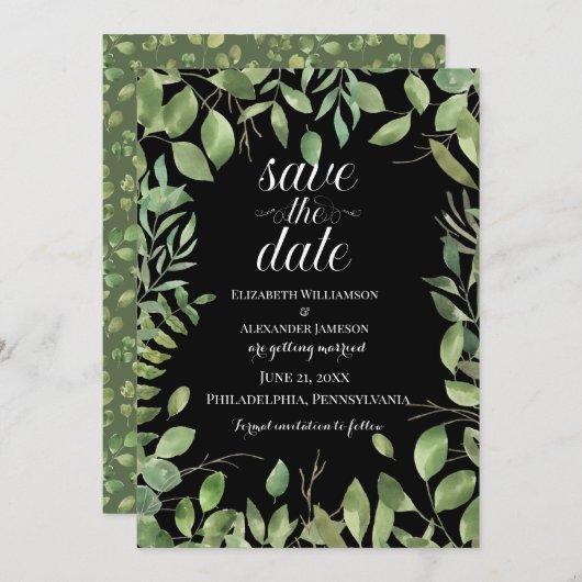 Eenvoudige afbraak, bespaar de datum van het huwel save the date (Voorkant / Achterkant)