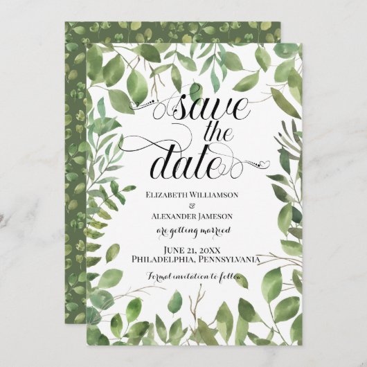 Eenvoudige afbraak, bespaar de datum van het huwel save the date (Voorkant / Achterkant)