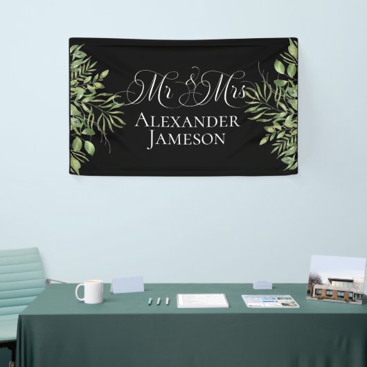 Eenvoudige afbraak Mr & Mrs Wedding Spandoek (Beurs)