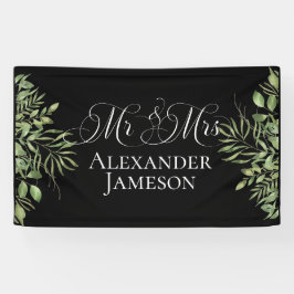 Eenvoudige afbraak Mr & Mrs Wedding Spandoek