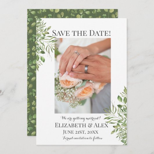 Eenvoudige afbraak, Verloving Foto opslaan Datum Save The Date (Voorkant / Achterkant)