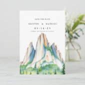 Eenvoudige afdrukbare berg save the date (Staand voorkant)