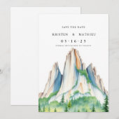 Eenvoudige afdrukbare berg save the date (Voorkant / Achterkant)