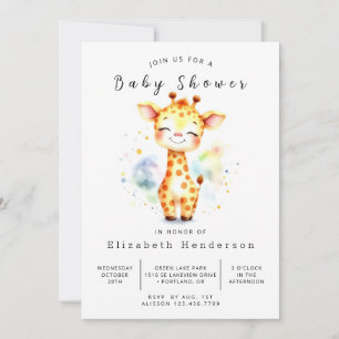 Eenvoudige afdrukbare Giraffe Baby shower Kaart