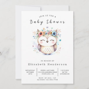 Eenvoudige afdrukbare uil Baby shower Kaart