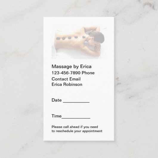 Eenvoudige afspraakkaarten voor een massagetherape visitekaartje (Voorkant)