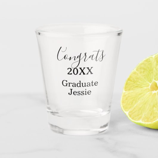 Eenvoudige afstudeer felicitaties minimaal toevoeg shot glas (Voorkant)