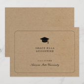 Eenvoudige Afstudeeraankondiging - Kraft Achtergro Kaart (Voorkant / Achterkant)