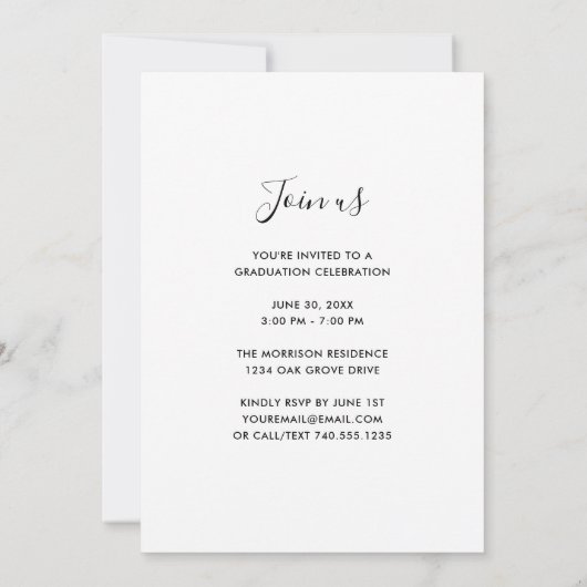 Eenvoudige afstudeerceremonie Zwart & Wit 2023 Afs Kaart (Achterkant)