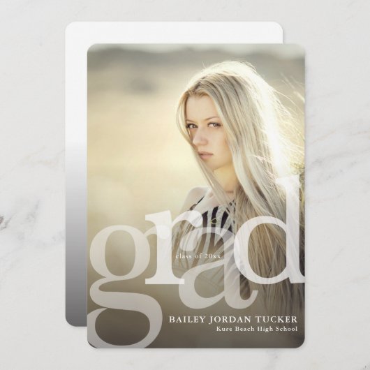 Eenvoudige AFSTUDEERDER Bekleding Foto Afstuderen  Aankondiging (Voorkant / Achterkant)