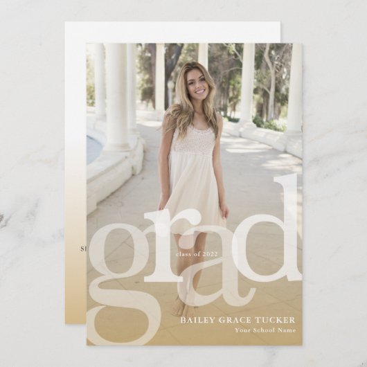 Eenvoudige AFSTUDEERDER Gold-bedekking voor elk ja Aankondiging (Voorkant / Achterkant)