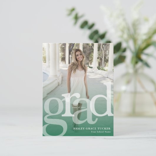 Eenvoudige AFSTUDEERDER Groene Bekleding om het ev Briefkaart (Staand voorkant)