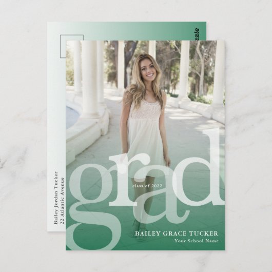 Eenvoudige AFSTUDEERDER Groene Bekleding om het ev Briefkaart (Voorkant / Achterkant)