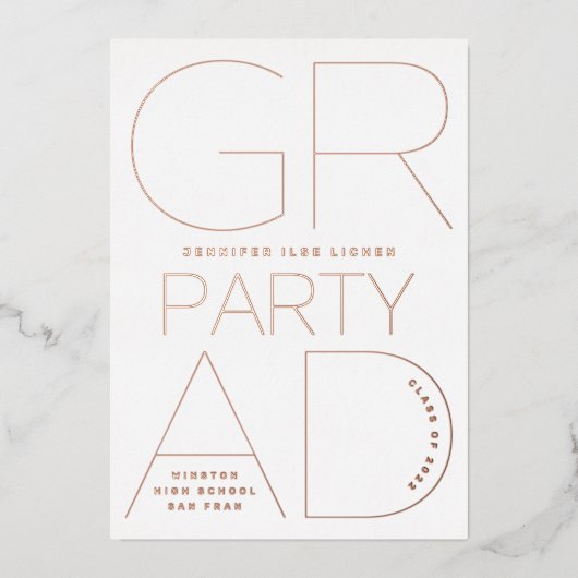 EENVOUDIGE AFSTUDEERDER PARTIJEN Klasse van 2023 R Folie Uitnodiging (Voorkant)