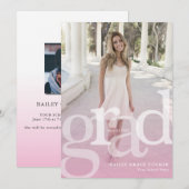 Eenvoudige AFSTUDEERDER roze bedekking voor elk Af Aankondiging (Voorkant / Achterkant)