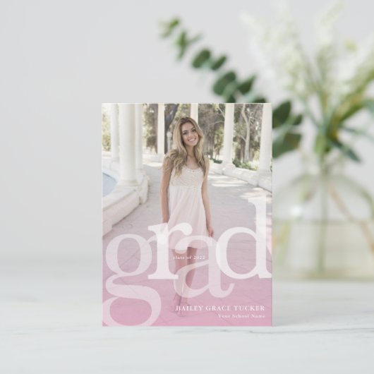 Eenvoudige AFSTUDEERDER roze bedekking voor elk Af Briefkaart (Staand voorkant)