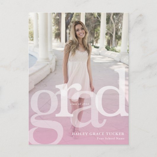 Eenvoudige AFSTUDEERDER roze bedekking voor elk Af Briefkaart (Voorkant)