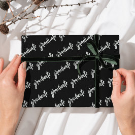 Eenvoudige Afstudeerfeest  Zwart en Wit  Afstudeer Cadeaupapier